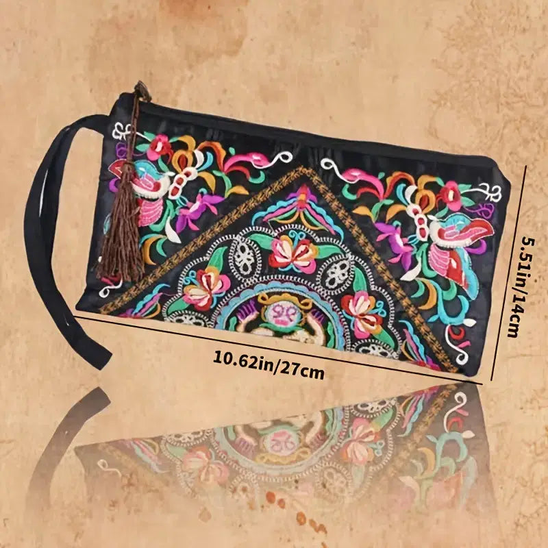 Women's Embroidered Zip Clutch - Large Coin Purse Phone Case: Any Design