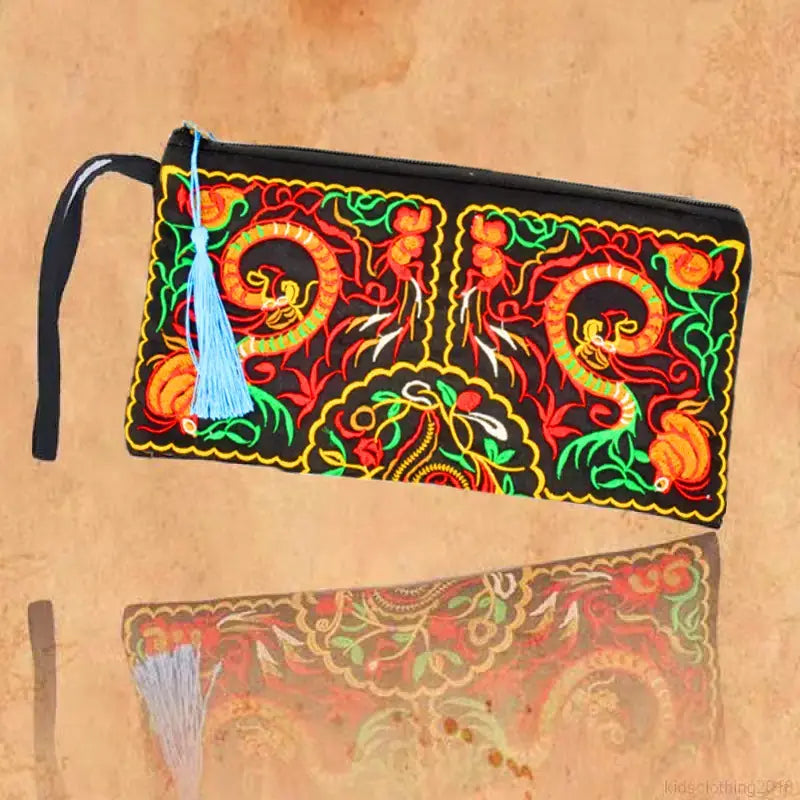Women's Embroidered Zip Clutch - Large Coin Purse Phone Case: Any Design