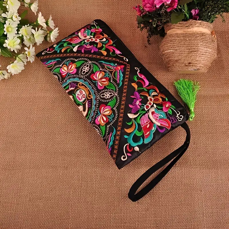 Women's Embroidered Zip Clutch - Large Coin Purse Phone Case: Any Design