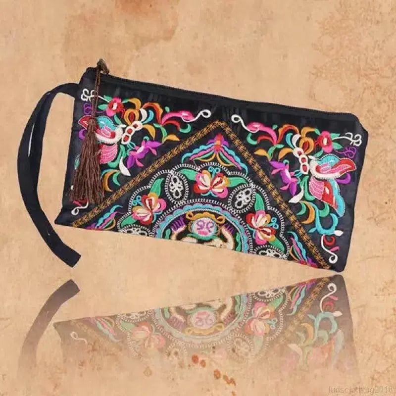 Women's Embroidered Zip Clutch - Large Coin Purse Phone Case: Any Design