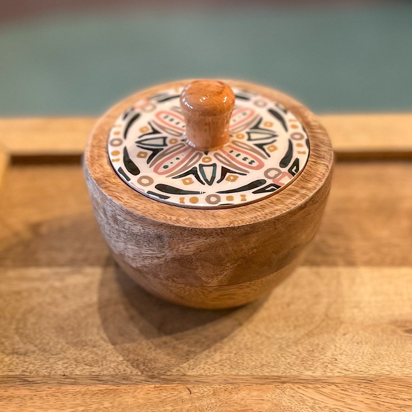 Mango Wood Enamelled Bowl