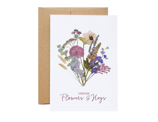 Sending Flowers & Hugs Greeting Card
