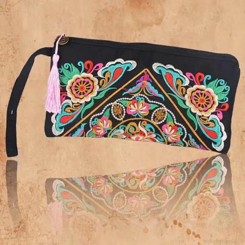 Women's Embroidered Zip Clutch - Large Coin Purse Phone Case: Any Design