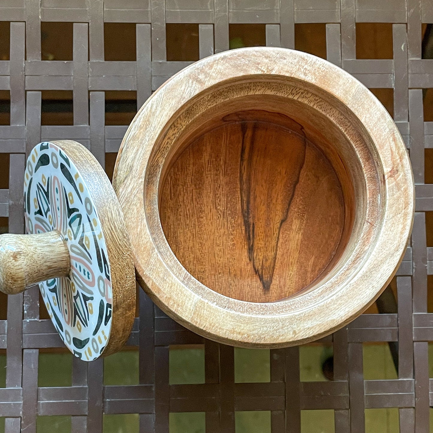 Mango Wood Enamelled Bowl